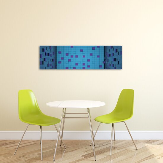 3D Room Made of Blue Cubes  Canvas Schilderij PP20184O3