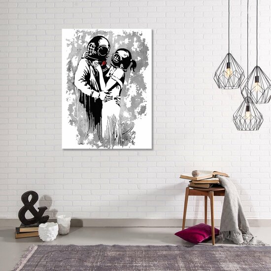 Divers in Love Banksy Canvas Schilderij PP2038O1