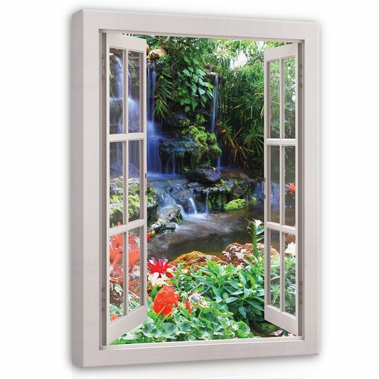 View window 3D jungle Canvas Schilderij PP14458O1