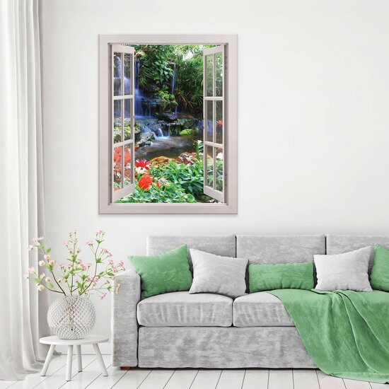 View window 3D jungle Canvas Schilderij PP14458O1