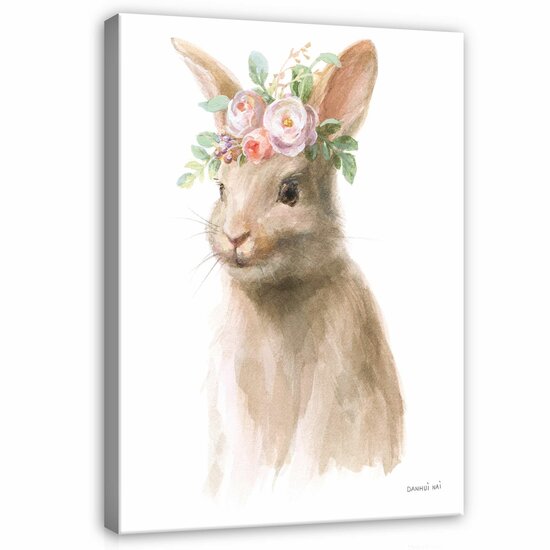 For Children Animals Rabbit Flowers Canvas Schilderij PP14398O1