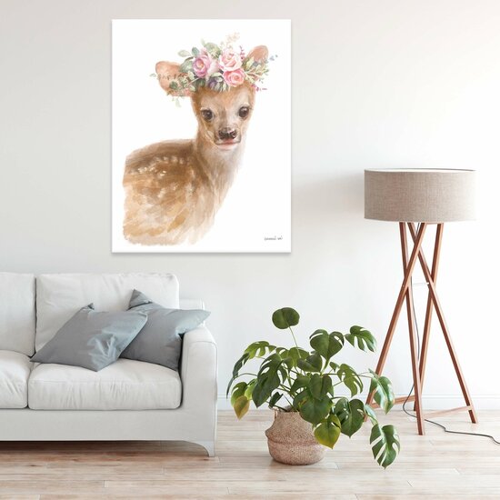 For Children Animals Deer Flowers Canvas Schilderij PP14395O1