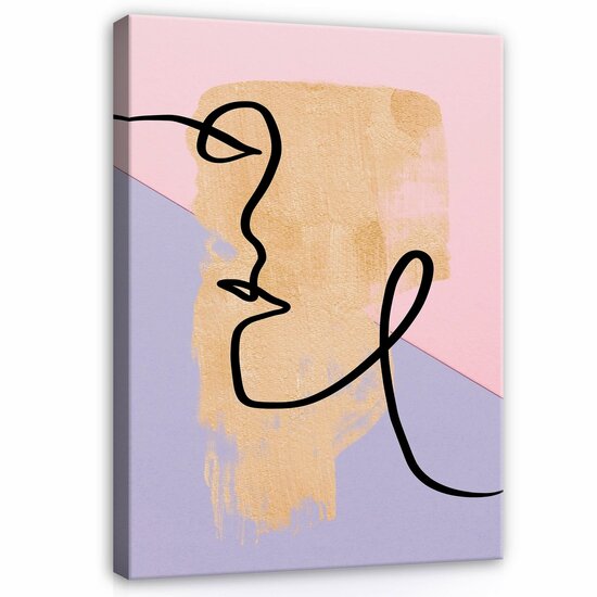 Line Art - Face Canvas Schilderij PP14062O1