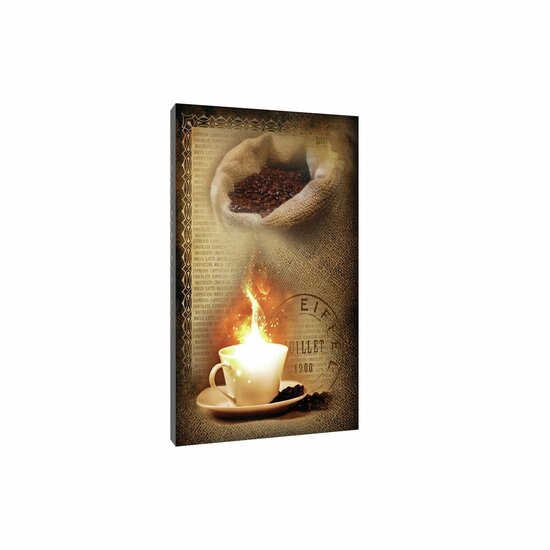 Flaming Coffee and Fresh Beans Canvas Schilderij PP20226O1