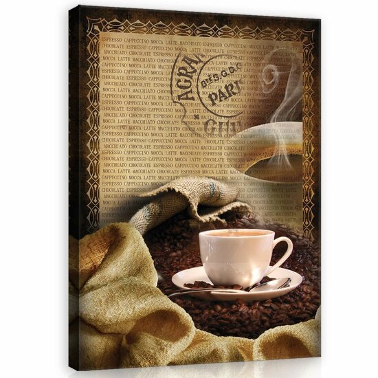 Vintage Coffeebeans Canvas Schilderij PP20225O1