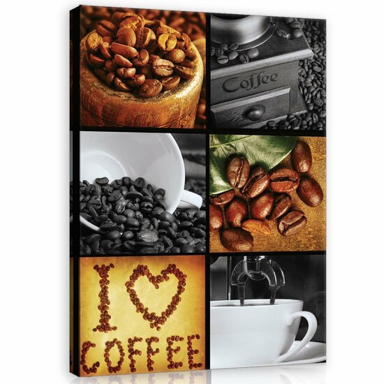 I Love Coffee Collage Canvas Schilderij PP20216O1