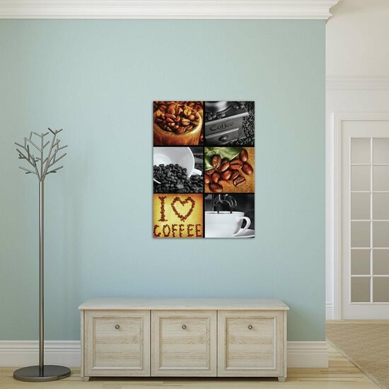 I Love Coffee Collage Canvas Schilderij PP20216O1