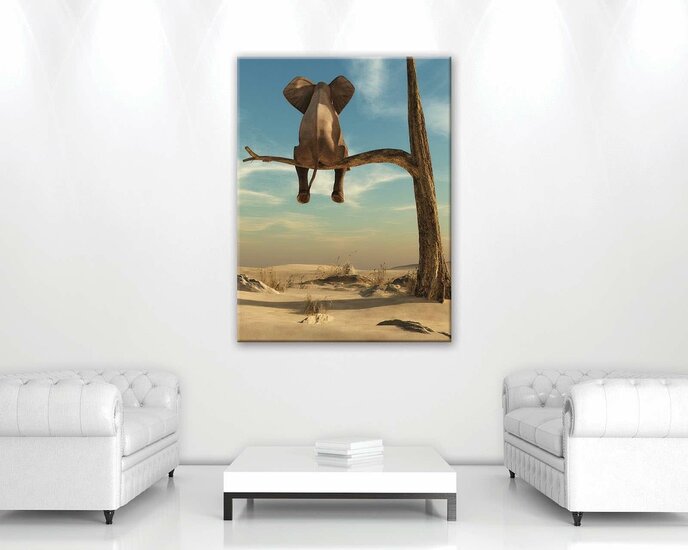 Elephant on the tree Canvas Schilderij PP11898O1