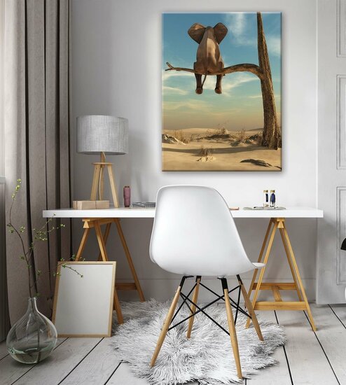 Elephant on the tree Canvas Schilderij PP11898O1