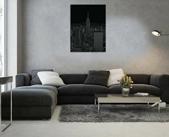 Black and White Sketch of City Canvas Schilderij PP10687O1