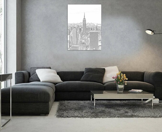 Black and White Sketch of City Canvas Schilderij PP10688O1