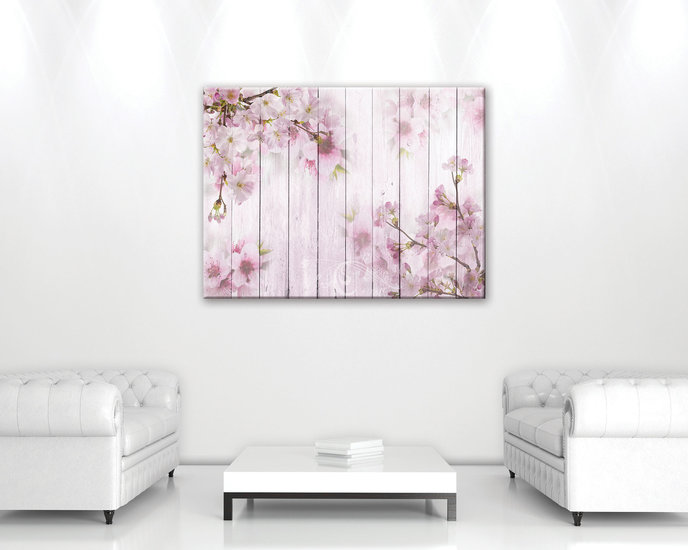 Cherry flowers on the boards Canvas Schilderij PP11468O1