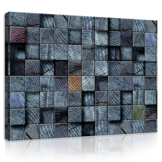 Blue Wooden Cubes Canvas Schilderij PP20141O1