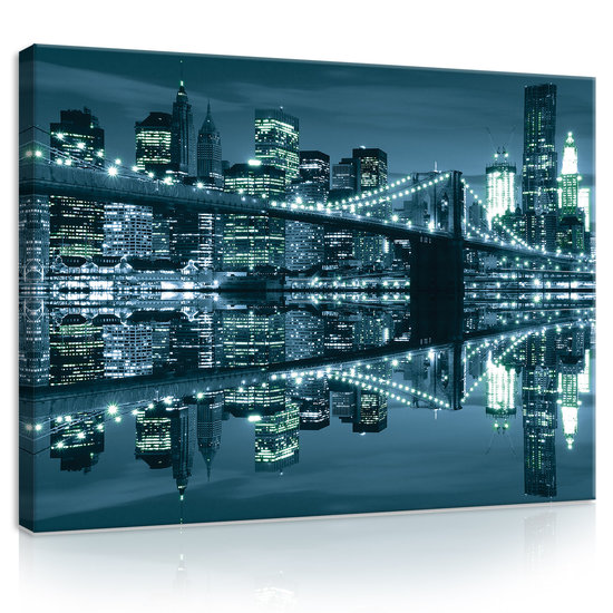 New York City and Brooklyn Bridge Canvas Schilderij PP20085O1