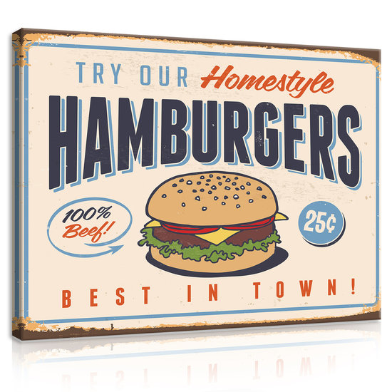 Fast Food Best Hamburgers Canvas Schilderij PP20221O1