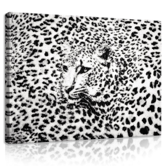 Black and White Cheetah Canvas Schilderij PP20306O1