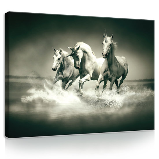 Unicorns Galloping on Water Canvas Schilderij PP20281O1