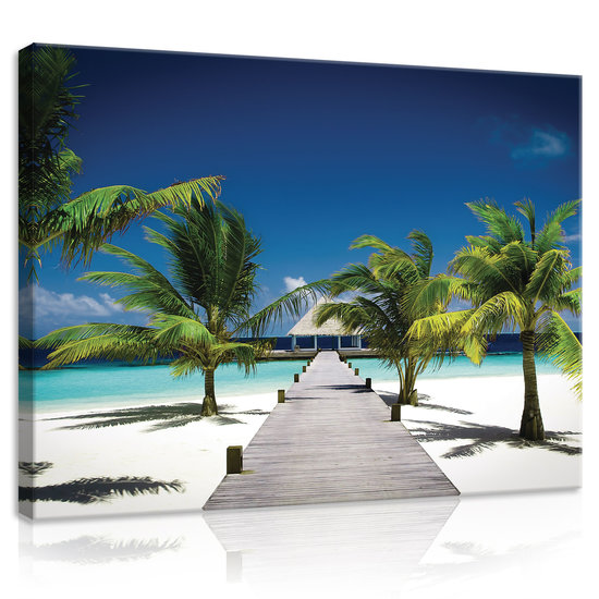 Ocean House and Beach Canvas Schilderij PP990O1