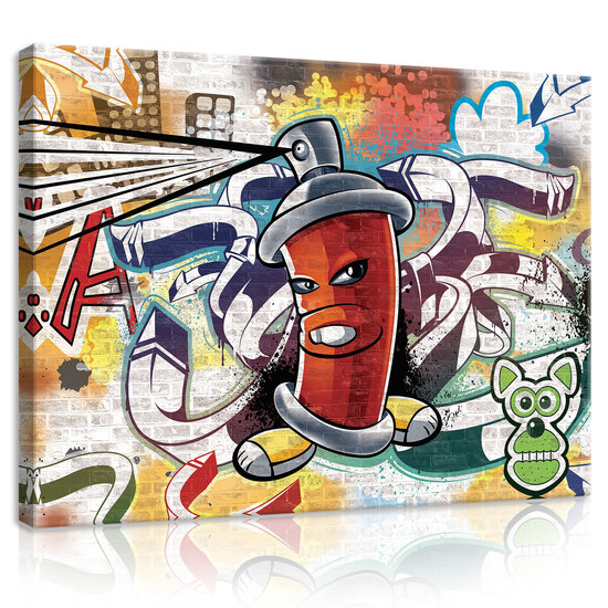 Red Graffiti Spray Paint Can Canvas Schilderij PP20212O1