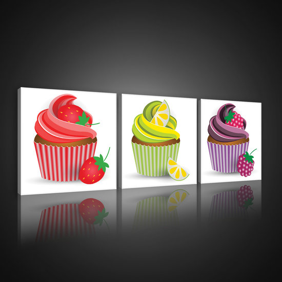 Colourful Cupcakes Canvas Schilderij PS10553S13