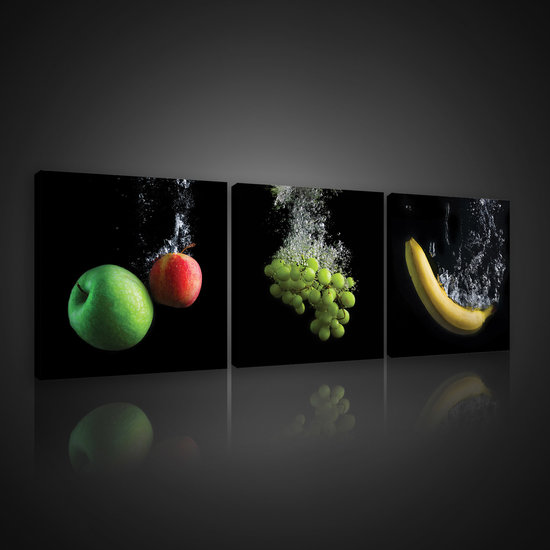Apple-Grapes-Banana Canvas Schilderij PS10548S13