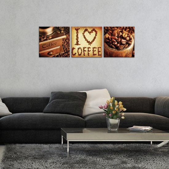 I Love Coffee Collage Canvas Schilderij PS10527S13