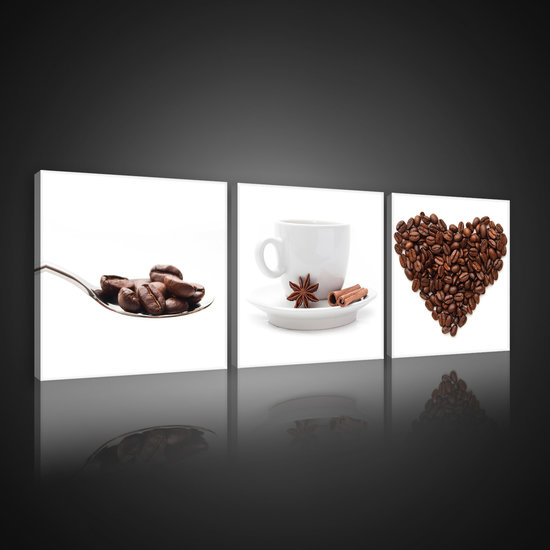 Coffe Beans and Cup Canvas Schilderij PS10525S13