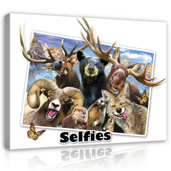 Dieren Selfies Canvas Schilderij PP12813O1