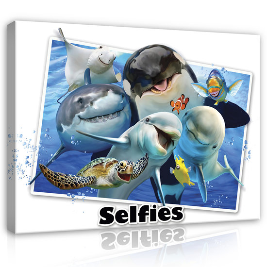 Dieren Selfies Canvas Schilderij PP12811O1