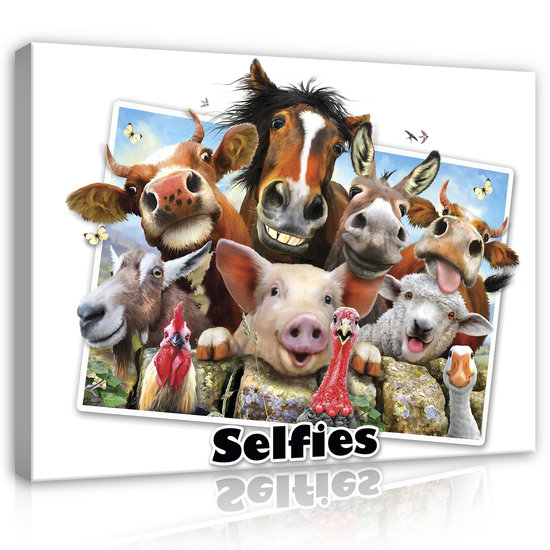 Dieren Selfies Canvas Schilderij PP12808O1