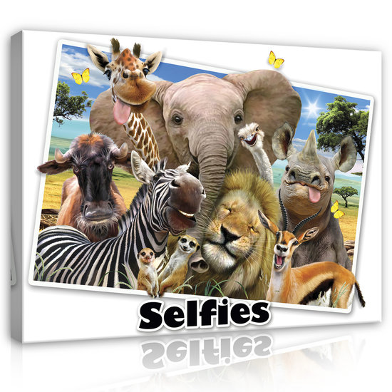 Dieren Selfies Canvas Schilderij PP12804O1