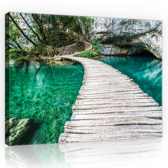 Bridge on a Turquoise Pond Canvas Schilderij PP10220O4