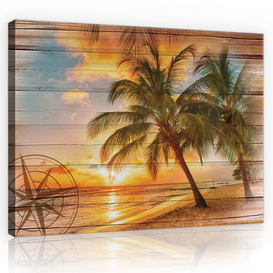 Beach on the boards Canvas Schilderij PP10027O4