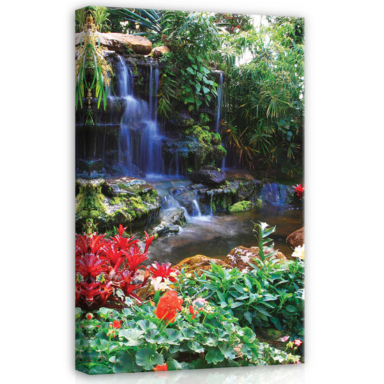 Waterfall in Colourful Jungle Canvas Schilderij PP20012O4