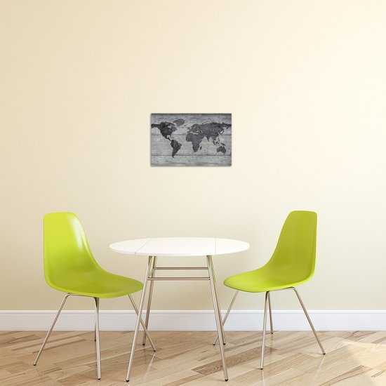 World Map on Concrete Canvas Schilderij PP20273O4