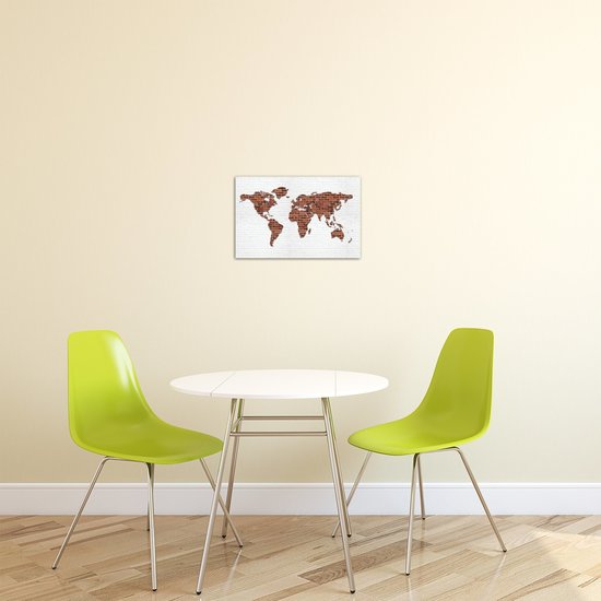 World Map on Brick Wall Canvas Schilderij PP20268O4