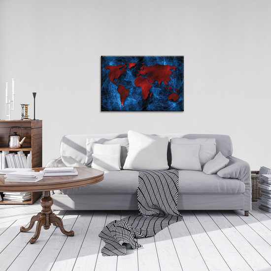 Blue and Red Map of the World Canvas Schilderij PP10421O4