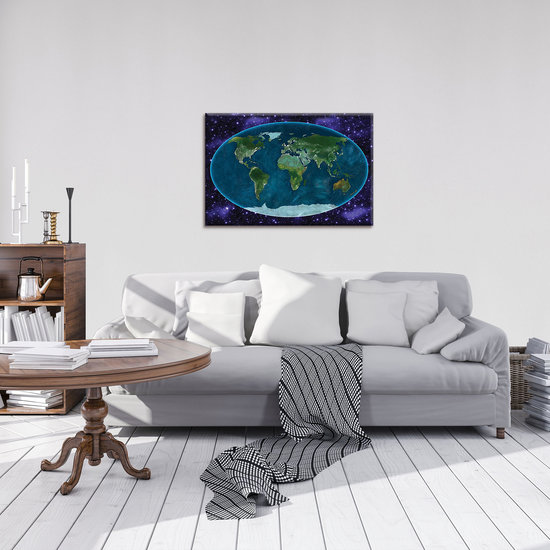 The Universe around the World Map Canvas Schilderij PP10251O4