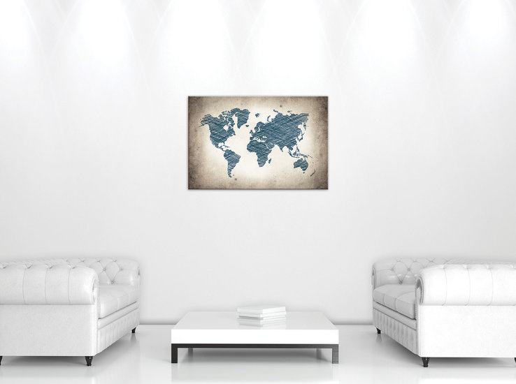 Grey World Map Canvas Schilderij PP10010O4