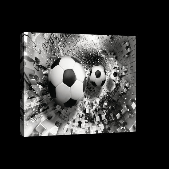 Footballs in 3D Puzzle Tunnel Canvas Schilderij PP2276O4